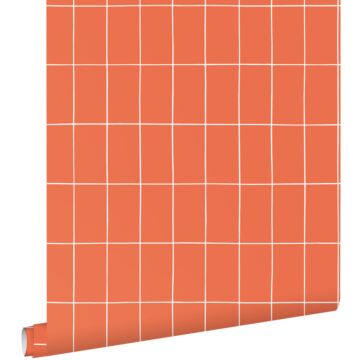 wallpaper small tiles orange and white from ESTAhome