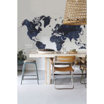 dining room wall mural vintage world map blue 158853