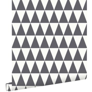 wallpaper graphic geometric triangles dark gray and matt white from ESTAhome