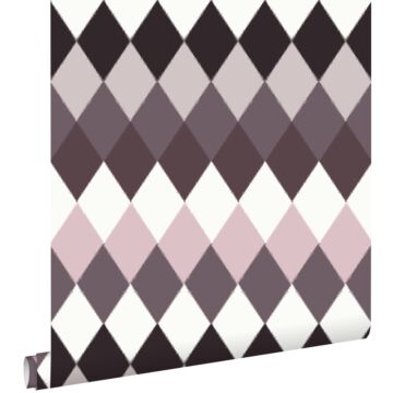 wallpaper rhombus motif with linen texture shades of taupe purple from ESTAhome