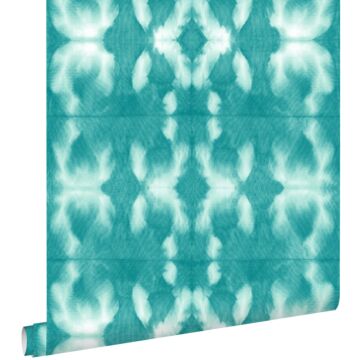 wallpaper tie-dye shibori pattern intense turquoise from ESTAhome