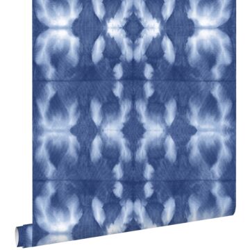 wallpaper tie-dye shibori pattern jeans indigo blue from ESTAhome