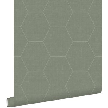 wallpaper hexagon greyed olive green from ESTAhome
