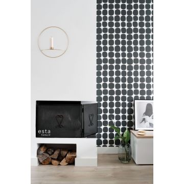 living room wallpaper graphic motif black and white 139090