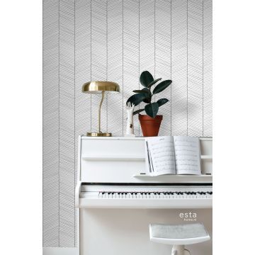 living room wallpaper herring bone pattern black and white 139106