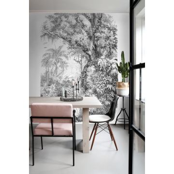 dining room wall mural jungle black and white 158945