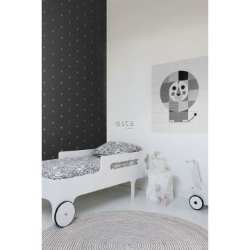 children bedroom wallpaper graphic motif black and gold 139130