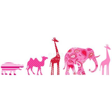 non-woven wallpaper border XXL animals pink from ESTAhome