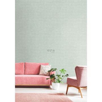 living room wallpaper art deco motif mint green and white 139209
