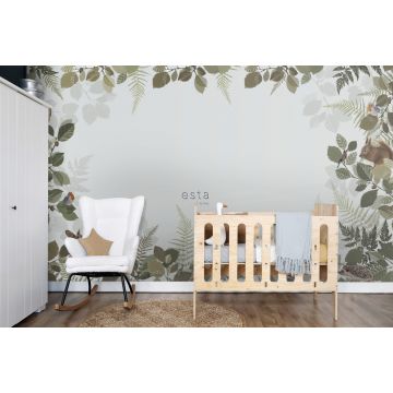 nursery wall mural forest animals green and brown 159101
