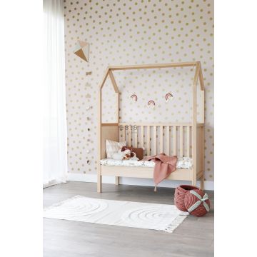 girls bedroom wallpaper dots soft pink and gold 139244