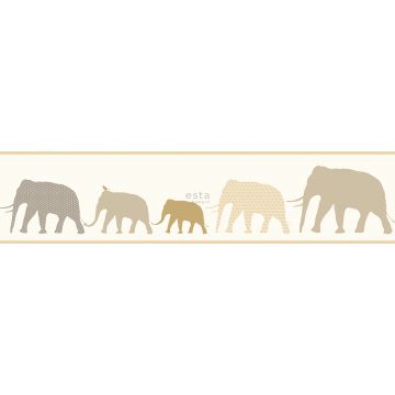non-woven wallpaper border XXL elephants beige from ESTAhome
