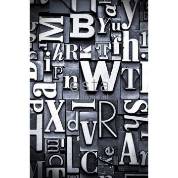 wall mural letterpress black and white from ESTAhome