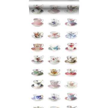 non-woven wallpaper XXL cups and saucers multi color from ESTAhome