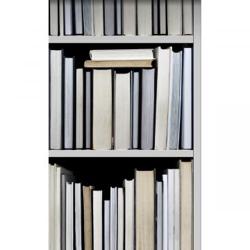 non-woven wallpaper XXL bookcase black, gray, beige and white from ESTAhome