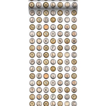 non-woven wallpaper XXL typewriter keys beige and gray from ESTAhome
