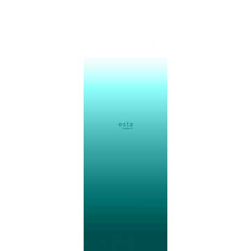 wall mural floor to ceiling dip dye gradient intense turquoise and matt white from ESTAhome