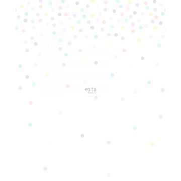 wall mural polka dots gray, yellow, purple, soft pink, mint green, blue and orange from ESTAhome