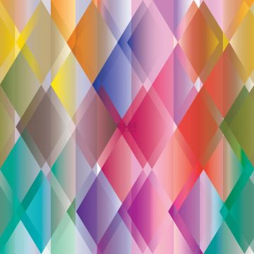 wall mural gradient rhombus motif pink, red, purple, green and blue from ESTAhome