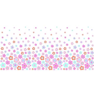 wall mural vintage flowers turquoise, pink and purple from ESTAhome