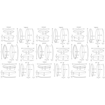 wall mural technical drawings of surfboards black and white from ESTAhome