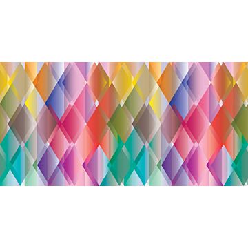 wall mural gradient rhombus motif pink, red, purple, green and blue from ESTAhome