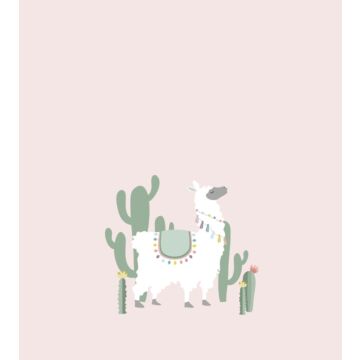 wall mural alpaca soft pink and green from ESTAhome