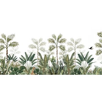 wall mural jungle white and gray-grained olive green from ESTAhome