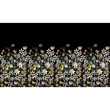 wall mural wildflowers multicolor on black from ESTAhome