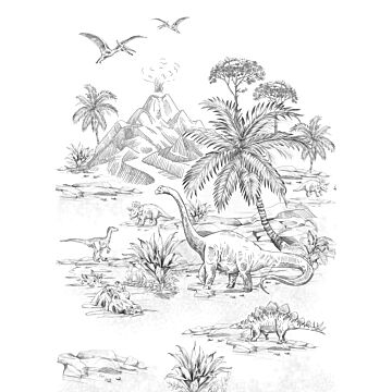 wall mural dinosaurs black and white from ESTAhome