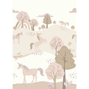 wall mural unicorns beige and soft pink from ESTAhome