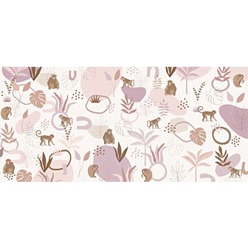 wall mural monkeys antique pink and lilac purple from ESTAhome