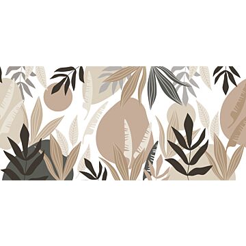 wall mural tropical leaves beige and gray from ESTAhome