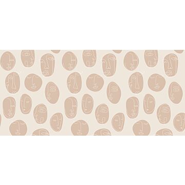 wall mural line art faces beige from ESTAhome