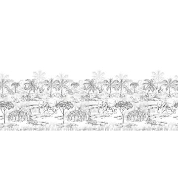 wall mural jungle animals black and white from ESTAhome