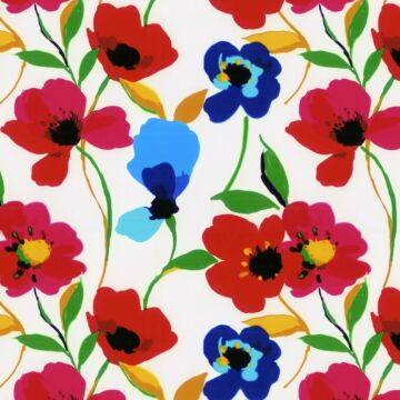 wall mural poppies red, blue, yellow and green from ESTAhome