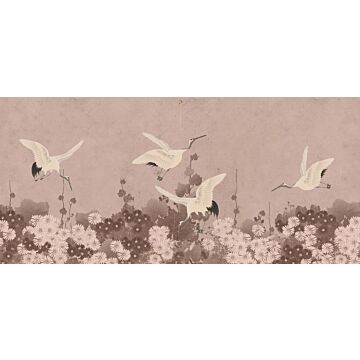 wall mural crane birds gray pink from ESTAhome
