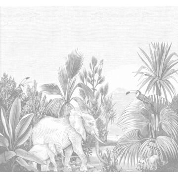 wall mural jungle gray from ESTAhome