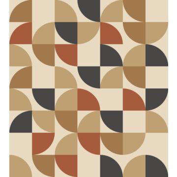 wall mural geometric shapes beige, terracotta and anthracite gray from ESTAhome