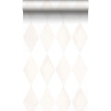 wallpaper rhombus motif light cream beige and matt white from Origin Wallcoverings