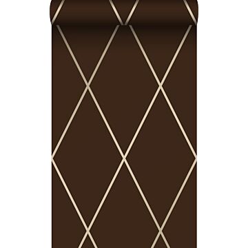 wallpaper rhombus motif matt brown and shiny bronze from Origin Wallcoverings