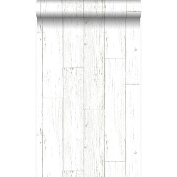 wallpaper weathered vintage scrap wood planks ivory white from Origin Wallcoverings