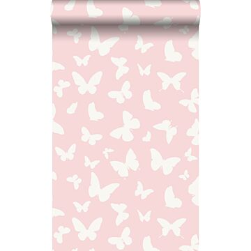 wallpaper butterflies shiny pink and white from Origin Wallcoverings