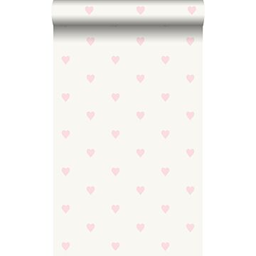 wallpaper little hearts shiny white and pink from Origin Wallcoverings