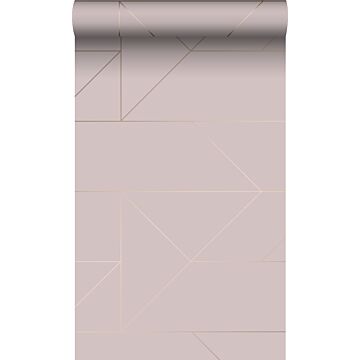 wallpaper graphic lines antique pink and gold from Origin Wallcoverings