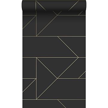 wallpaper graphic lines black and gold from Origin Wallcoverings