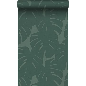 wallpaper leaves with woven structure sea green from Origin Wallcoverings