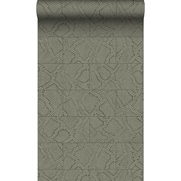 wallpaper tile motif with snake skin pattern taupe from Origin Wallcoverings