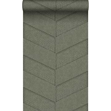 wallpaper tile motif with snake skin pattern gray-grained olive green from Origin Wallcoverings