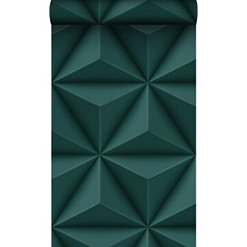 eco texture non-woven wallpaper graphic 3D teal from Origin Wallcoverings
